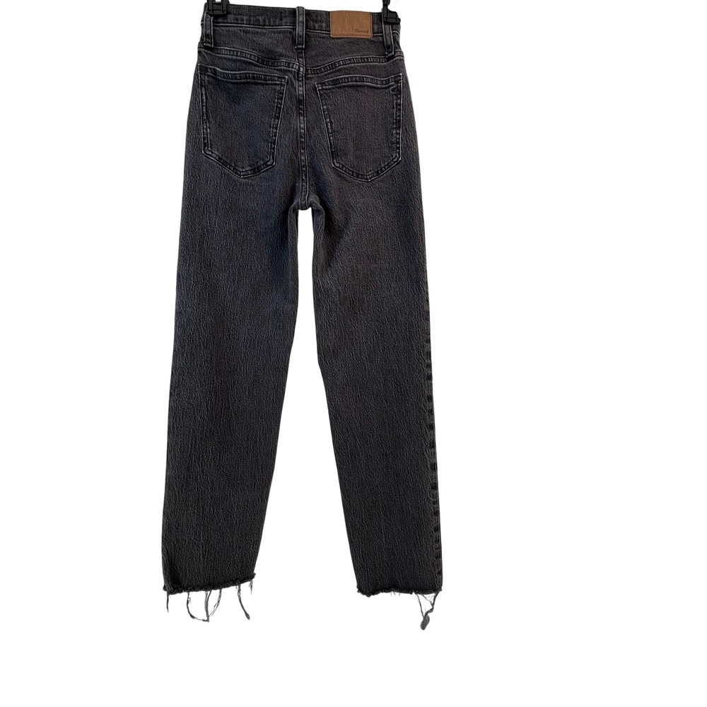 Madewell The Perfect Vintage Straight Jean Washed Black Raw Hem Size 23 Lunar